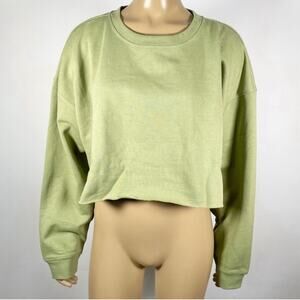 WEWOREWHAT Cropped Sweatshirt Solid Sage green Medium Danielle